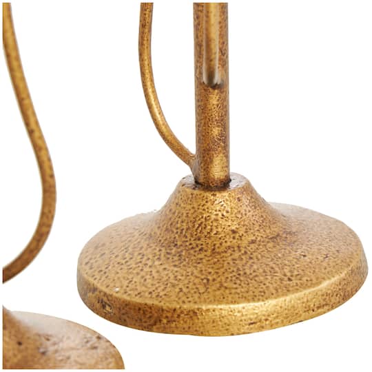 Gold Metal Abstract Mushroom Inspired Candle Holder Set